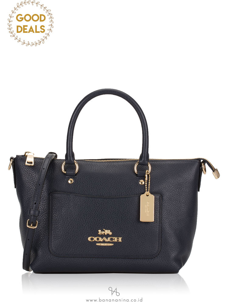 COACH 31466 Pebbled Leather Mini Ema Satchel Midnight