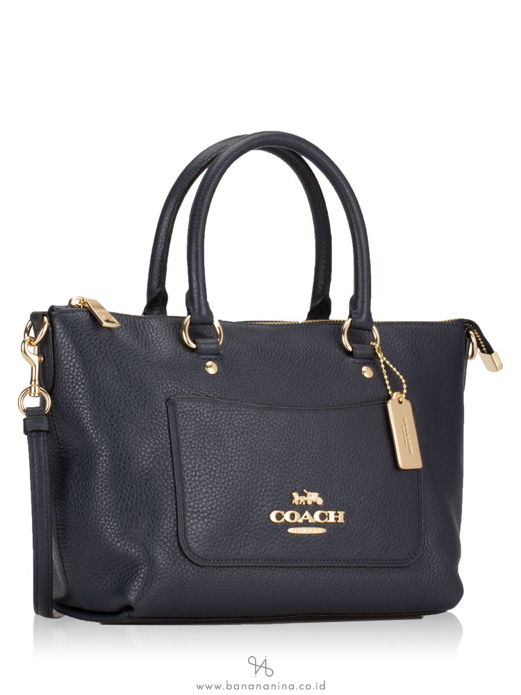 COACH 31466 Pebbled Leather Mini Ema Satchel Midnight