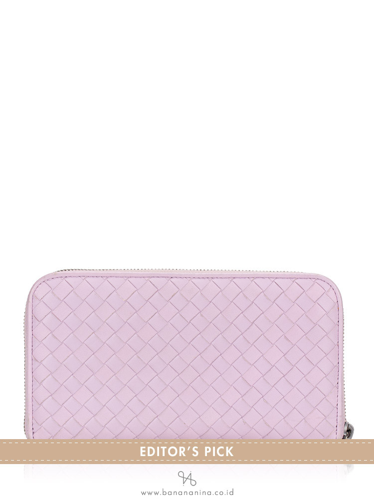 BOTTEGA VENETA Intrecciato Nappa Zip Wallet Oyster Purple
