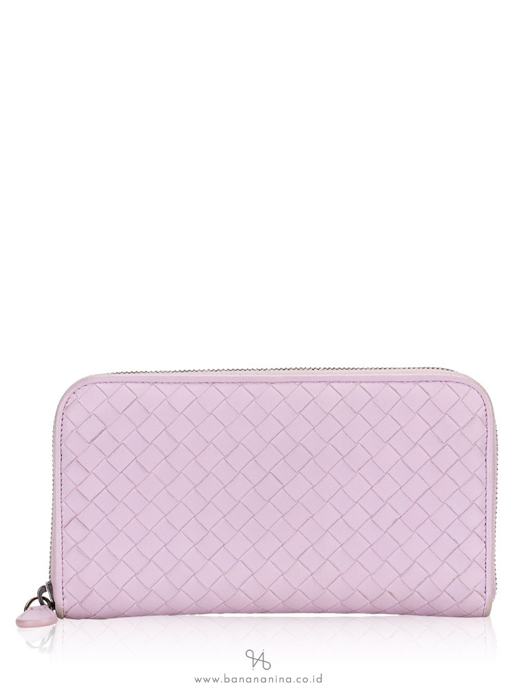 BOTTEGA VENETA Intrecciato Nappa Zip Wallet Oyster Purple