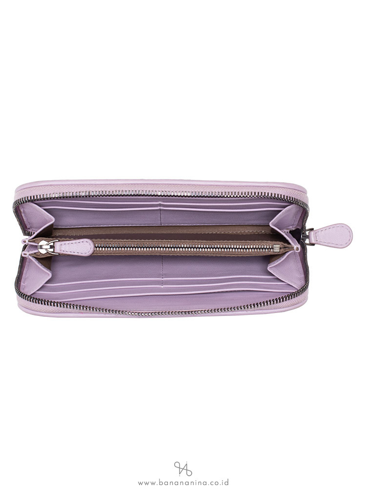 BOTTEGA VENETA Intrecciato Nappa Zip Wallet Oyster Purple