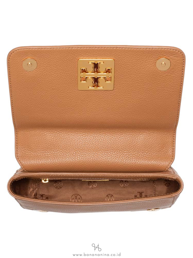TORY BURCH Britten Leather Adjustable Shoulder Bag Bark