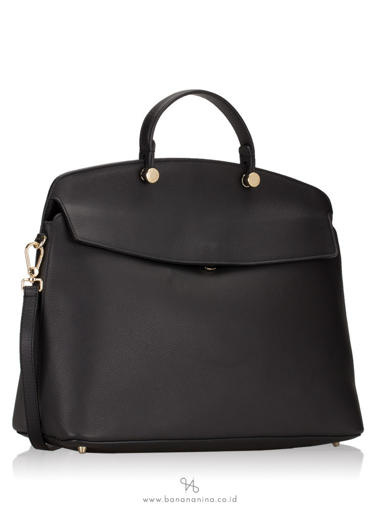 FURLA My Piper Leather Large Top Handle Onyx