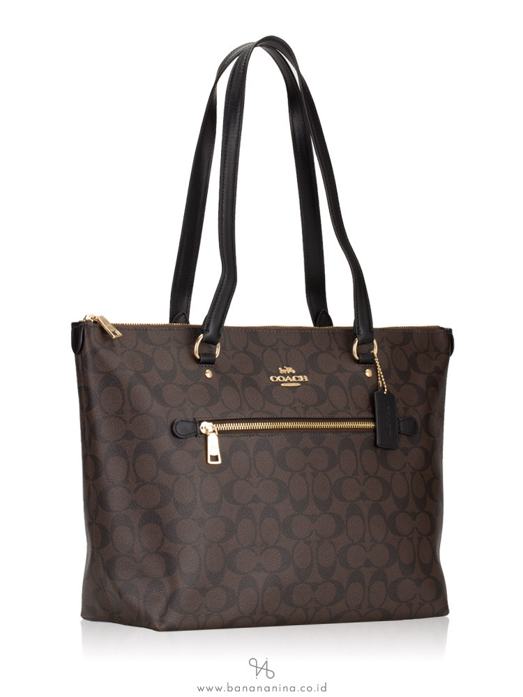 COACH 79609 Signature Gallery Tote Brown Black