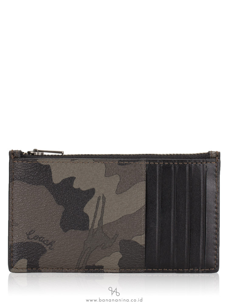 COACH Men 77930 Zip Card Case Camo Green Multi