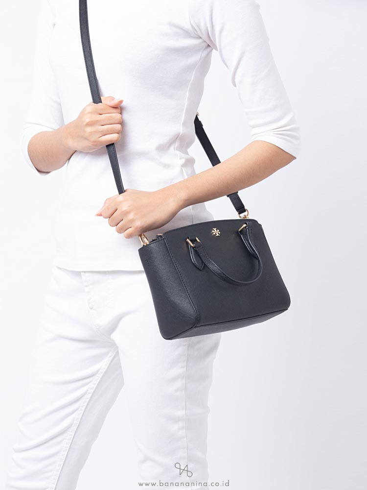Tory Burch Emerson Mini Top Zip Tote Black
