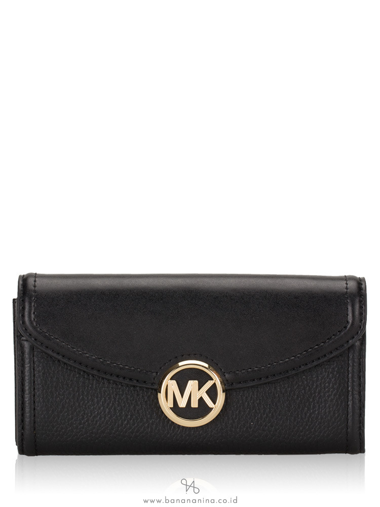 MICHAEL KORS Fulton Leather Flap Continental Wallet Black