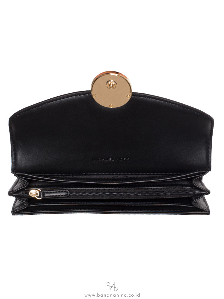 MICHAEL KORS Fulton Leather Flap Continental Wallet Black