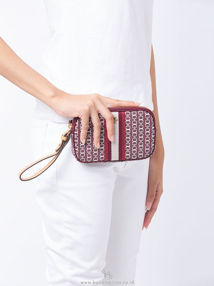 Gemini link canvas shop wristlet tory burch