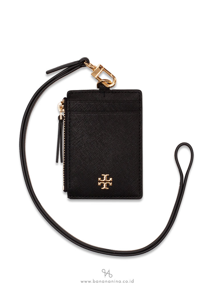 Tory Burch Emerson Saffiano Id Lanyard Black