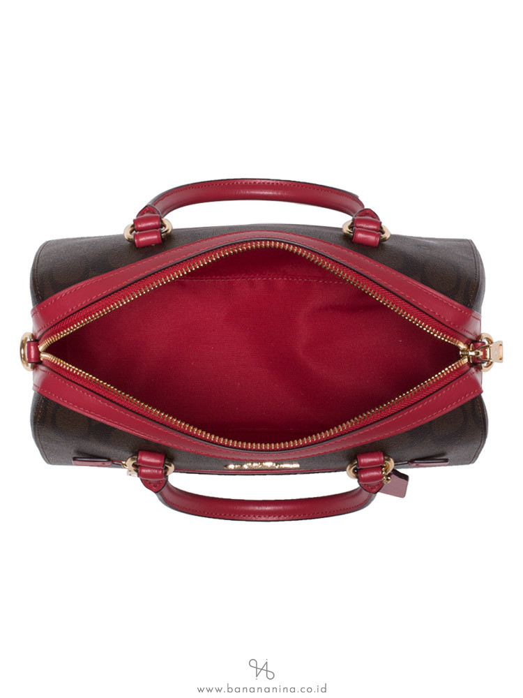 COACH 83607 Signature Rowan Satchel Brown True Red