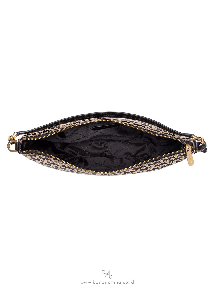 MICHAEL KORS Bedford Signature Medium Shoulder Bag Beige Black
