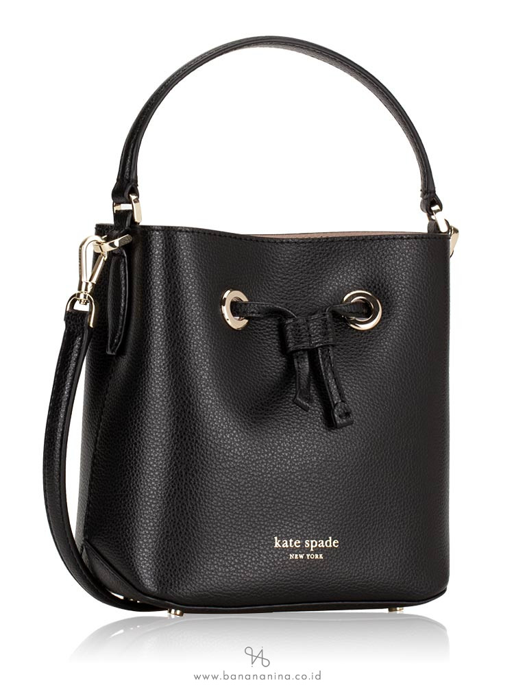 KATE SPADE Eva Leather Small Bucket Black Warm Beige