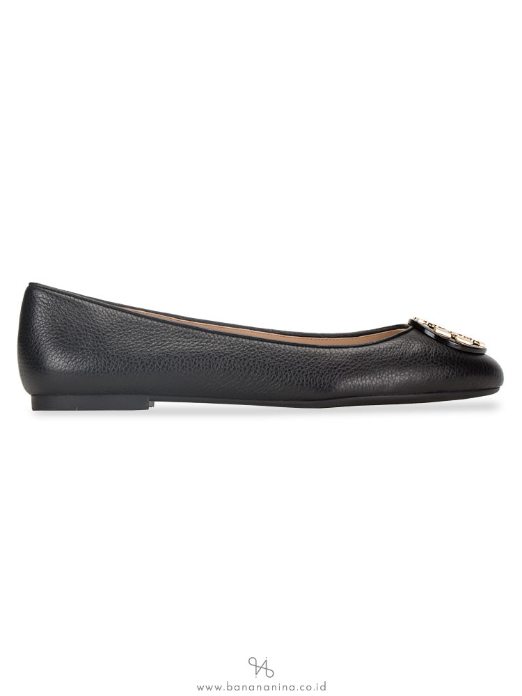 TORY BURCH Claire Tumbled Leather Flat Black Sz 7.5