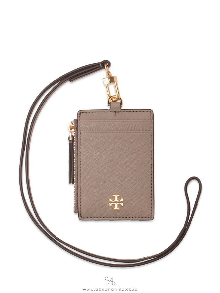 Tory Burch Emerson Saffiano Id Lanyard French Grey