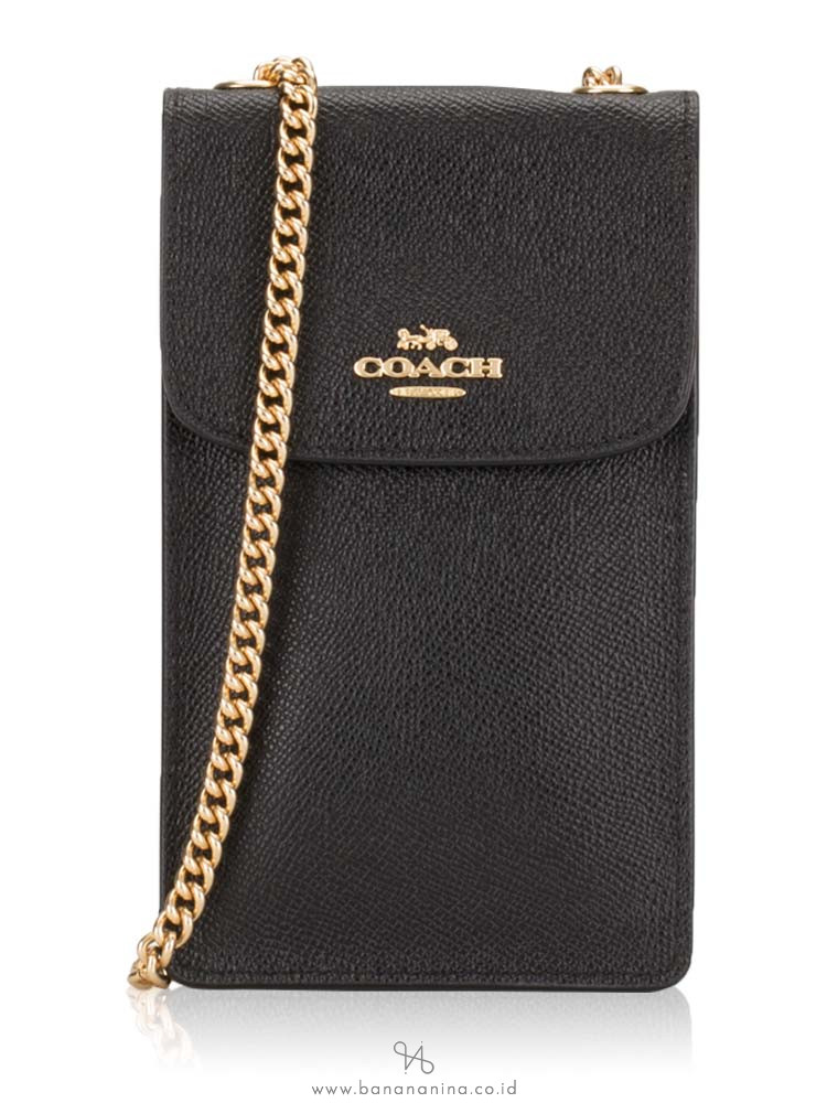 COACH 37543 Crossgrain Leather Phone Crossbody Black