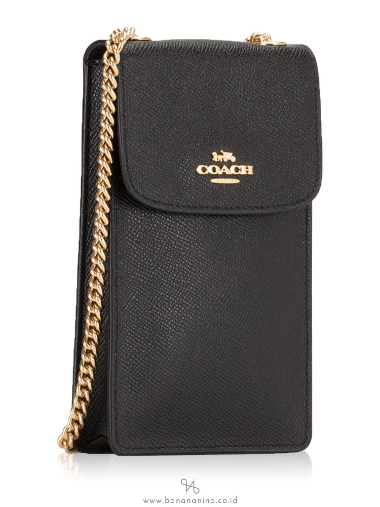 COACH 37543 Crossgrain Leather Phone Crossbody Black