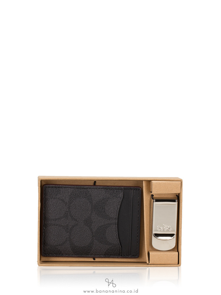 COACH 41344 3 In 1 Shadow Card Case Gift Set Black Oxblood