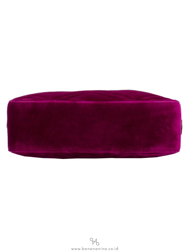 GUCCI GG Marmont Velvet Camera Bag Fuchsia