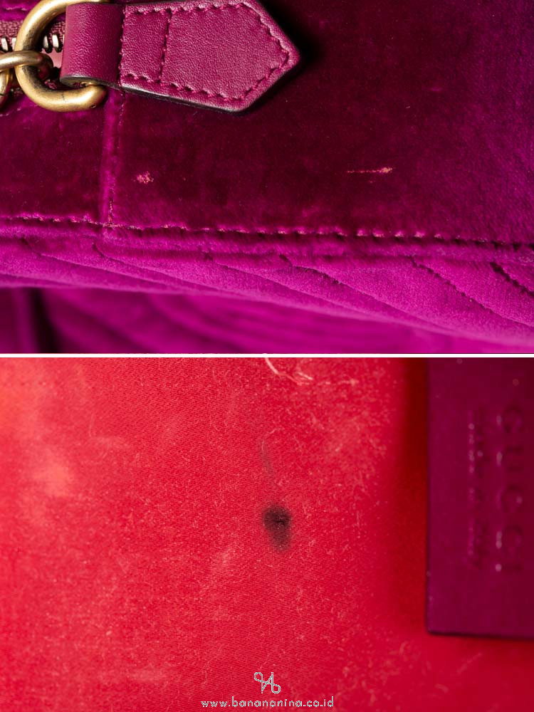 GUCCI GG Marmont Velvet Camera Bag Fuchsia