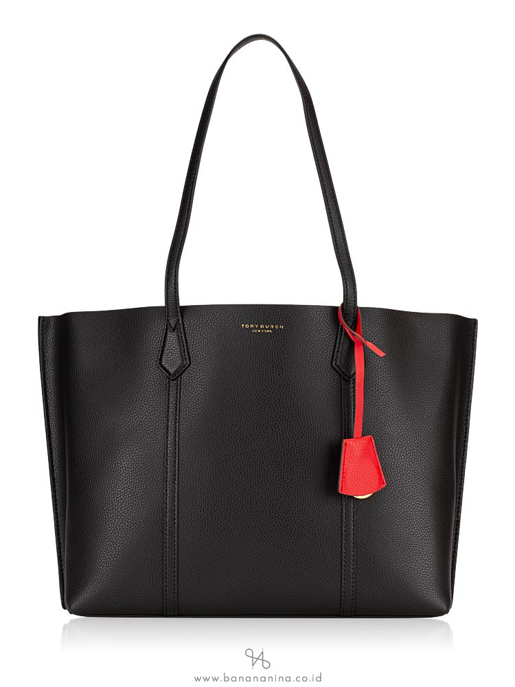 TORY BURCH Perry Leather Triple Compartment Tote Black