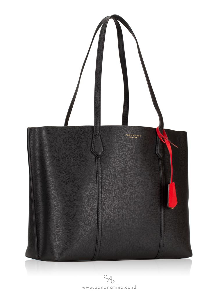 TORY BURCH Perry Leather Triple Compartment Tote Black