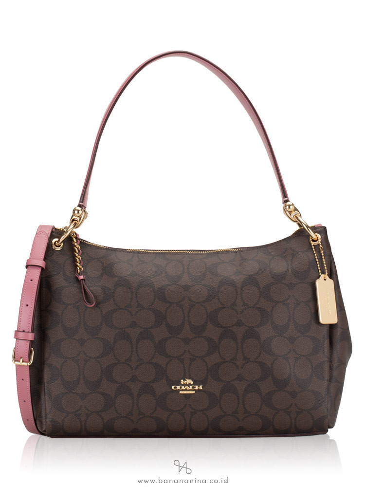 COACH 28967 Signature Mia Shoulder Bag Brown Pink Rose