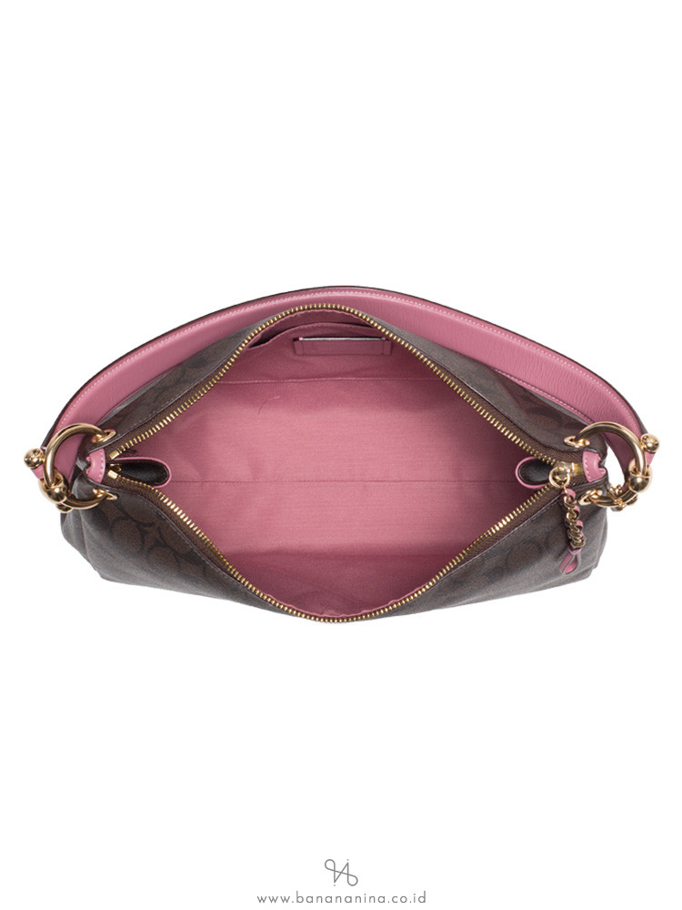COACH 28967 Signature Mia Shoulder Bag Brown Pink Rose