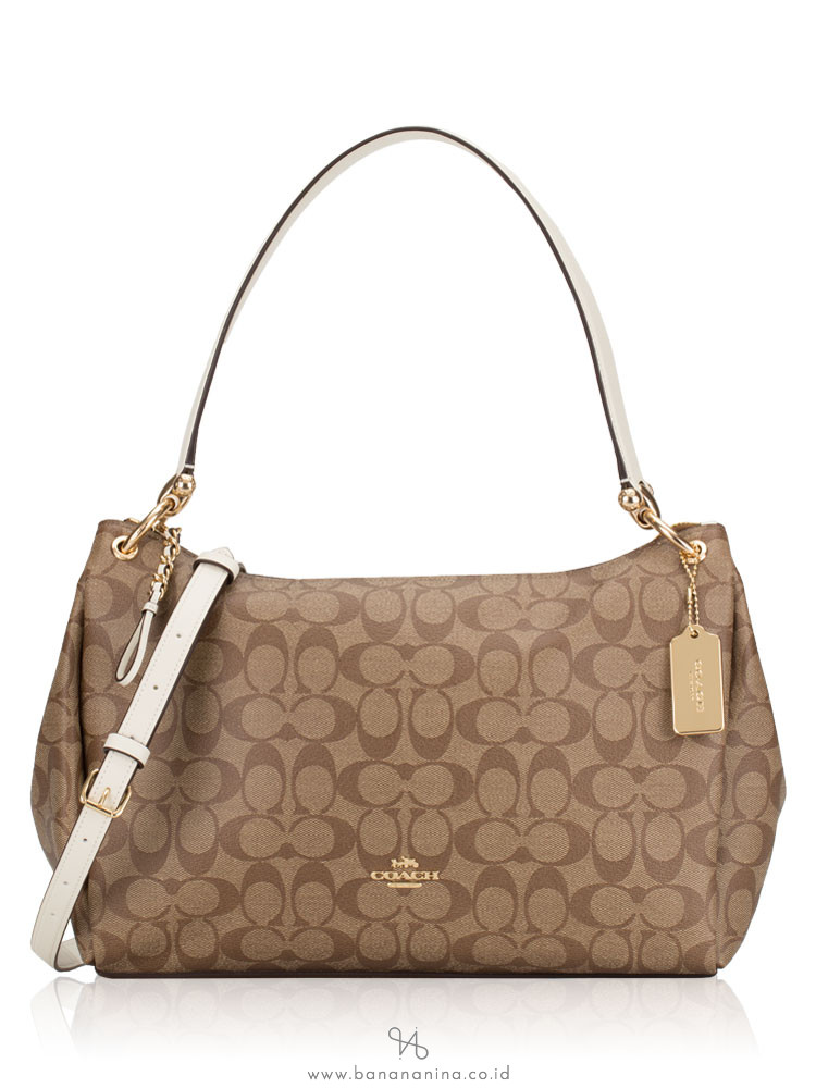 COACH 28967 Signature Mia Shoulder Bag Khaki Chalk