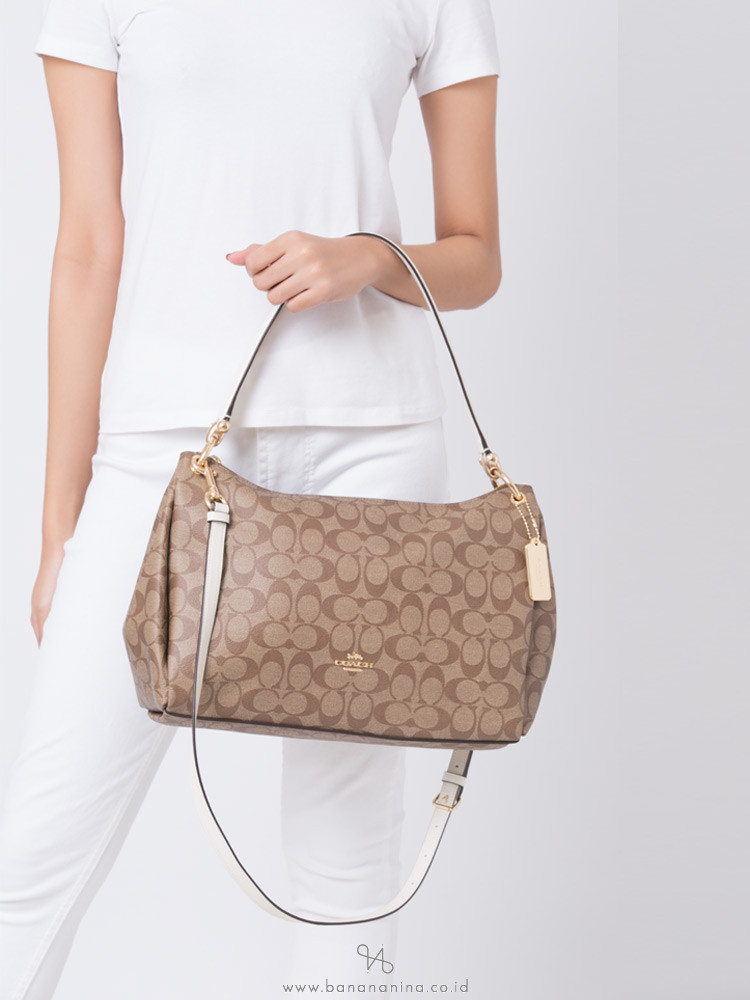 COACH 28967 Signature Mia Shoulder Bag Khaki Chalk
