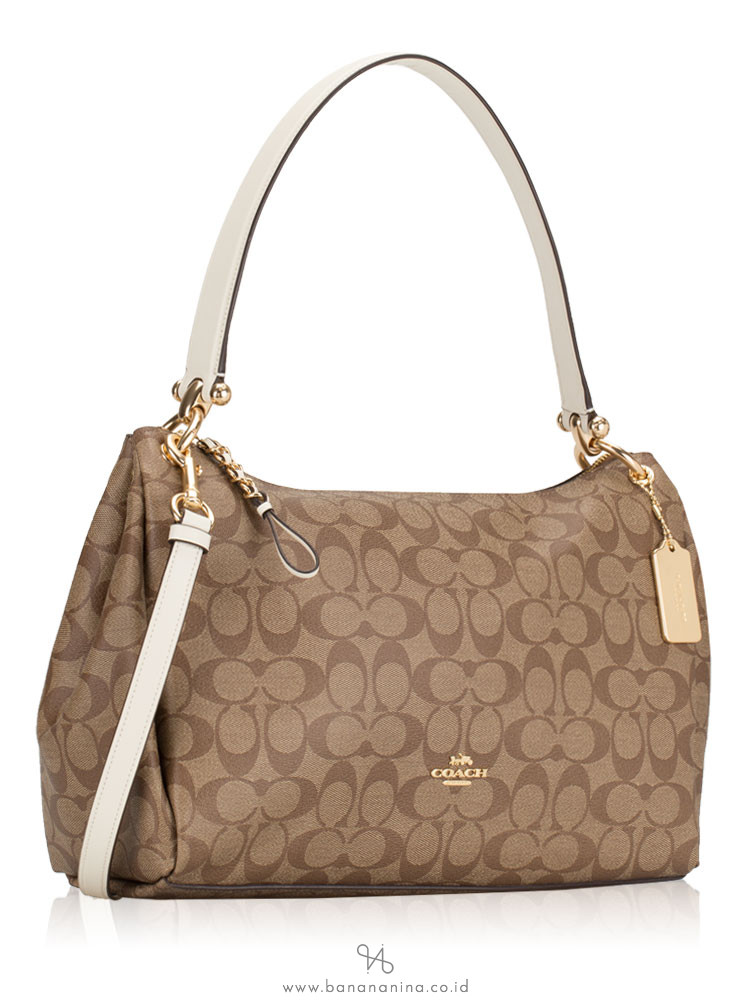 COACH 28967 Signature Mia Shoulder Bag Khaki Chalk