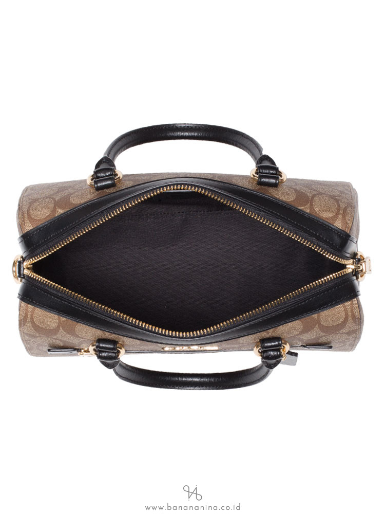 COACH 83607 Signature Rowan Satchel Khaki Black