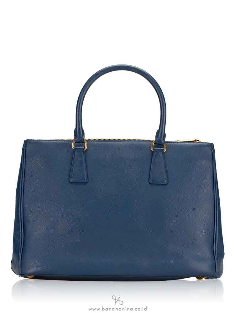 PRADA 1BA274 Saffiano Lux Double Zip Tote Bluette