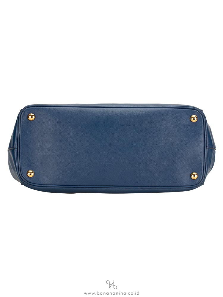 PRADA 1BA274 Saffiano Lux Double Zip Tote Bluette