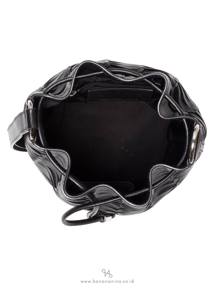 ALEXANDER WANG Alpha Woven Leather Bucket Bag Black