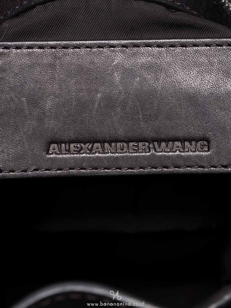 ALEXANDER WANG Alpha Woven Leather Bucket Bag Black