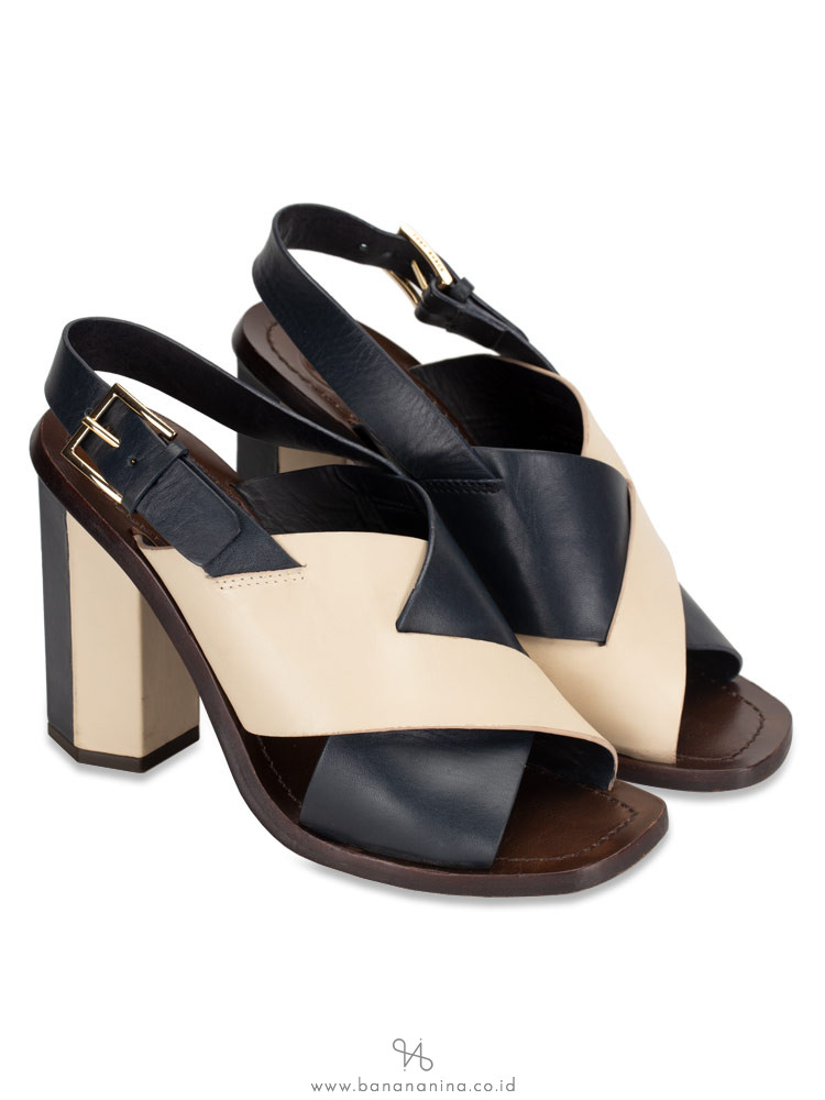TORY BURCH Bleecker Slingback Pump Navy Ivory Sz 5.5