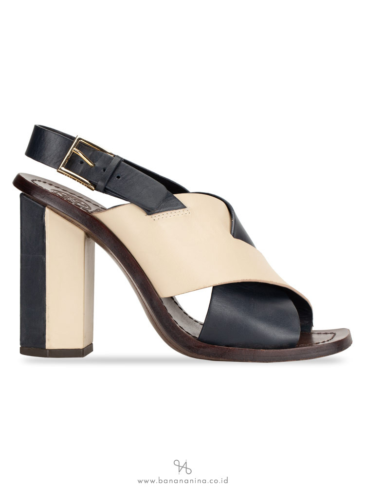 TORY BURCH Bleecker Slingback Pump Navy Ivory Sz 5.5