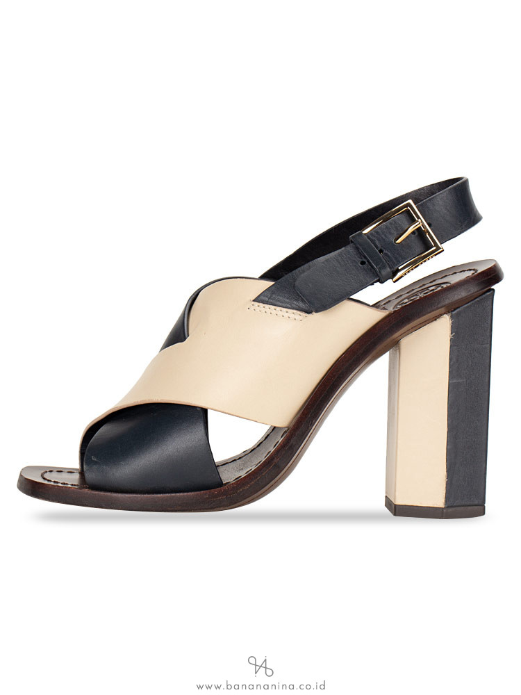 TORY BURCH Bleecker Slingback Pump Navy Ivory Sz 5.5