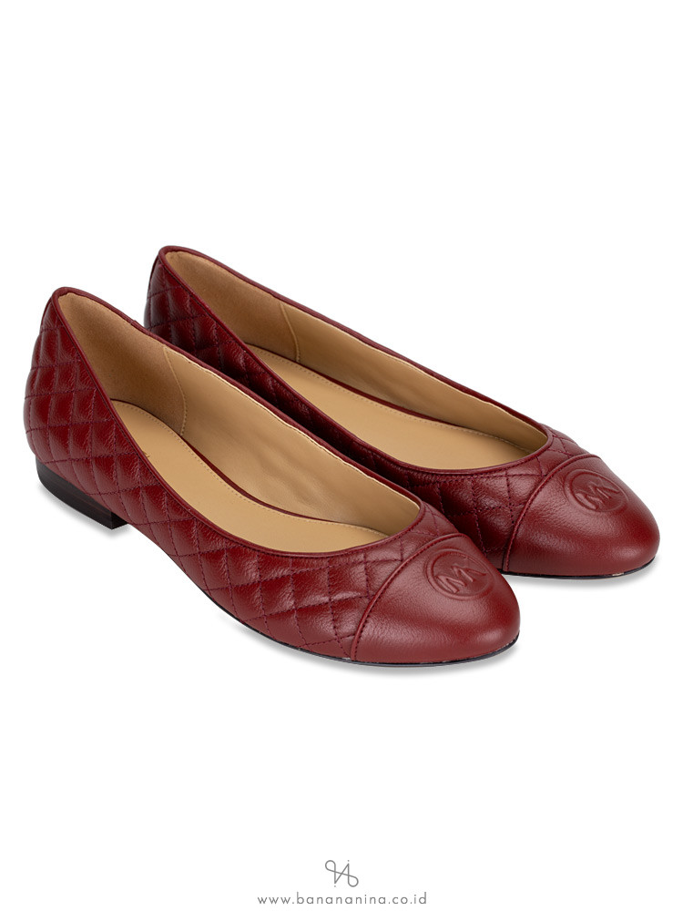 MICHAEL KORS Dylyn Leather Ballet Flats Brandy Sz 9
