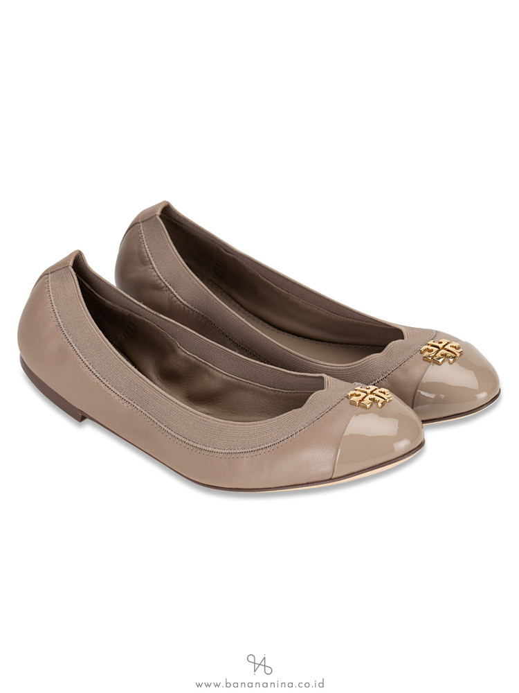 TORY BURCH Jolie Leather Ballet French Grey Sz 7