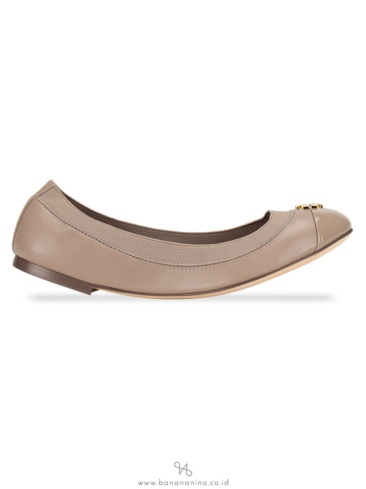 TORY BURCH Jolie Leather Ballet French Grey Sz 7