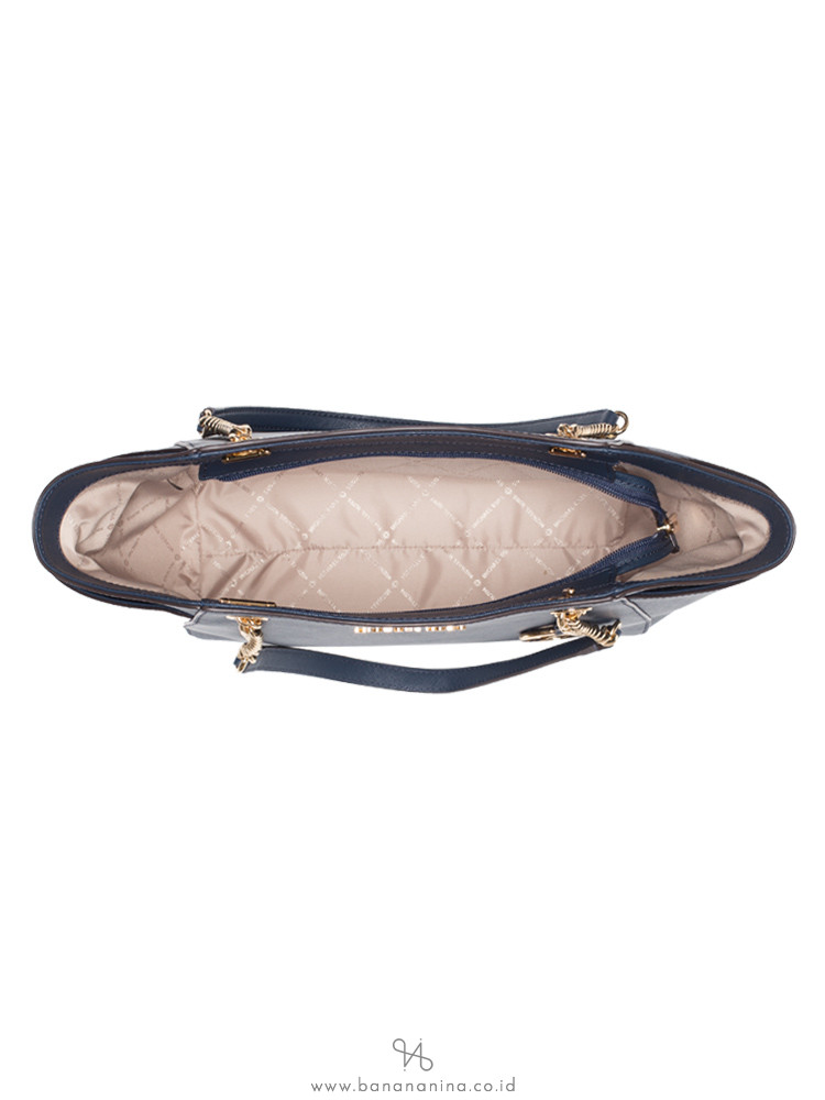 MICHAEL KORS Jet Set Saffiano Large Chain Shoulder Tote Navy