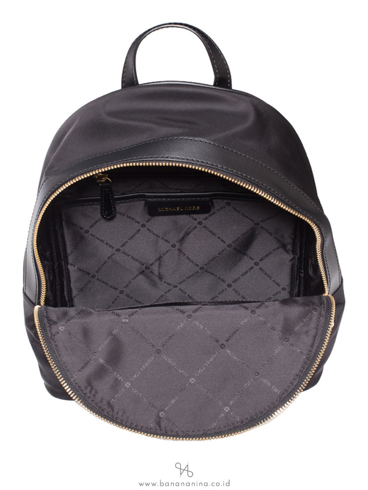 michael kors black backpack with gold studs