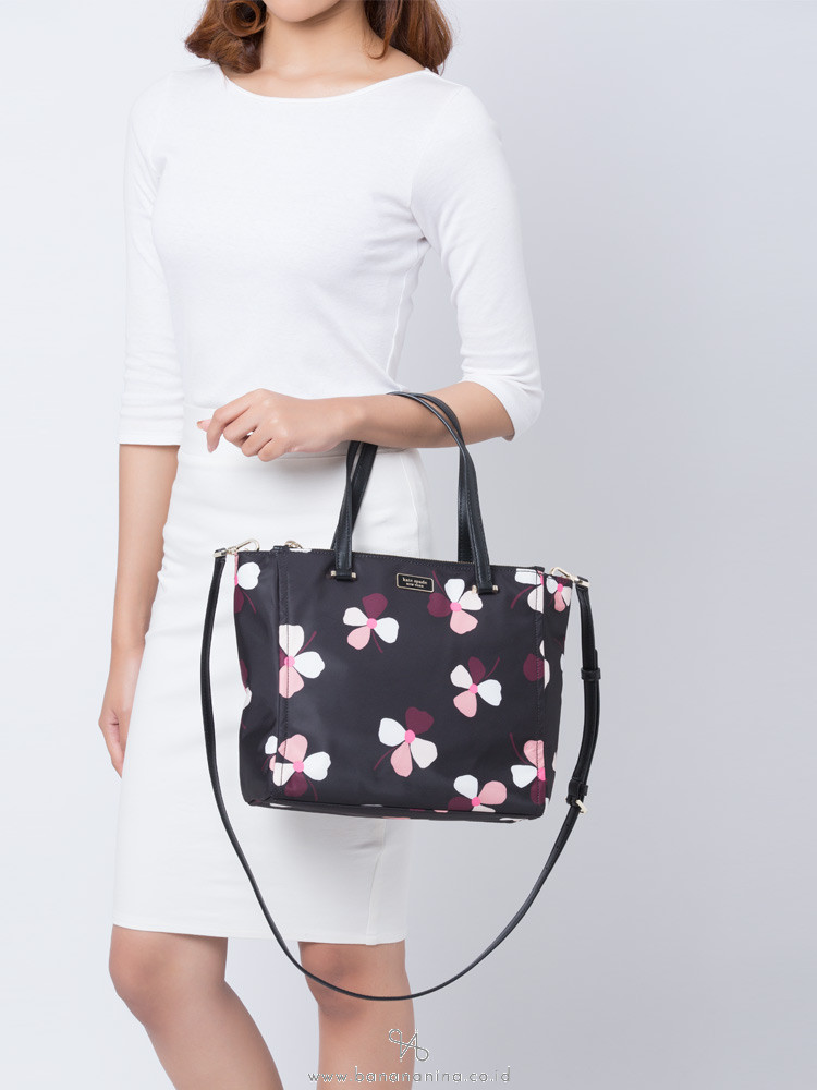 KATE SPADE Dawn Dusk Buds Medium Satchel Black Multi