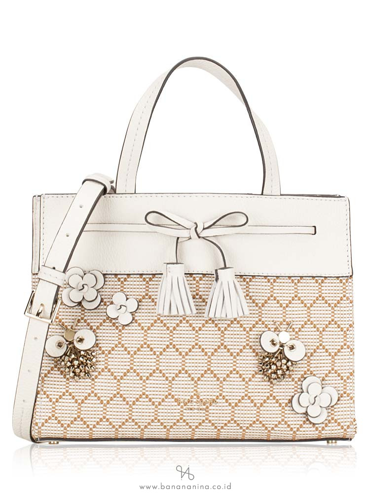 KATE SPADE Hayes Bee Embellished Small Satchel Natural