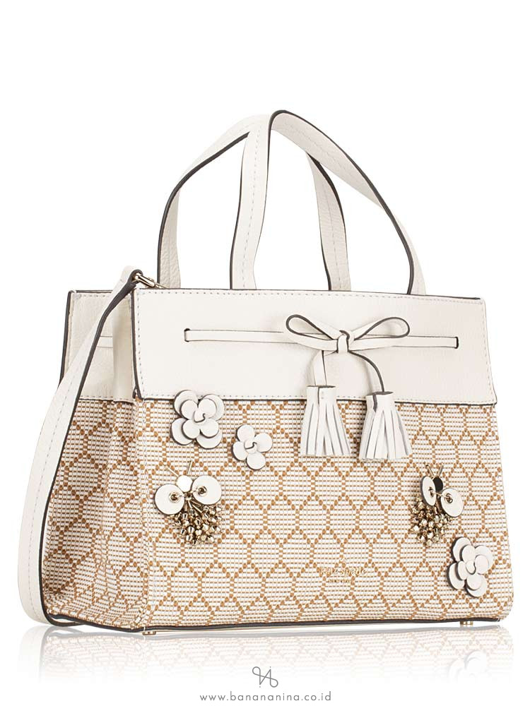 KATE SPADE Hayes Bee Embellished Small Satchel Natural