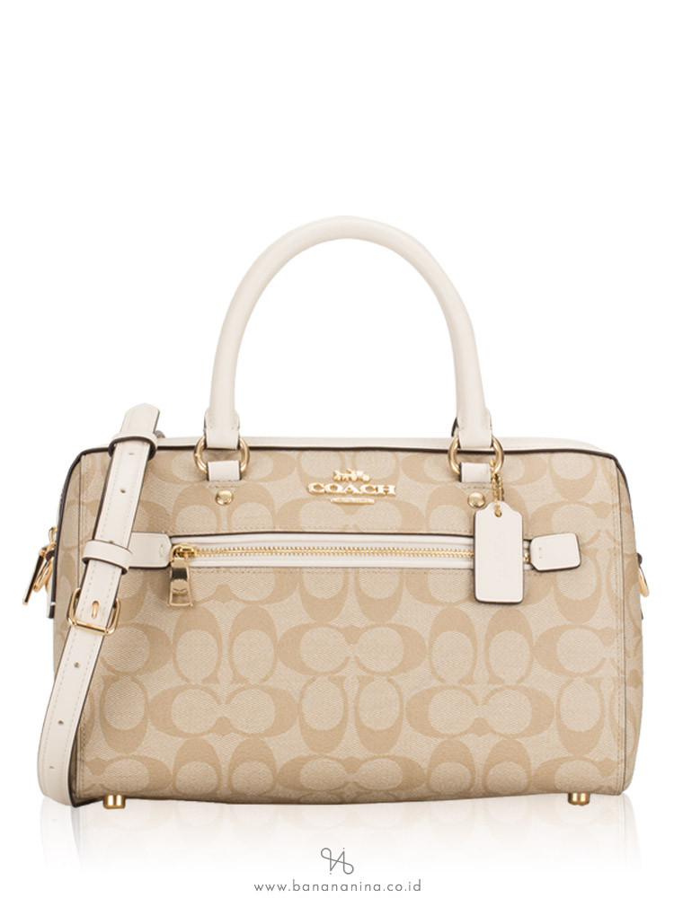 COACH 83607 Signature Rowan Satchel Light Khaki Chalk
