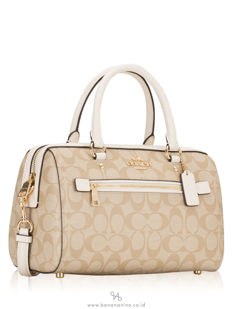COACH 83607 Signature Rowan Satchel Light Khaki Chalk