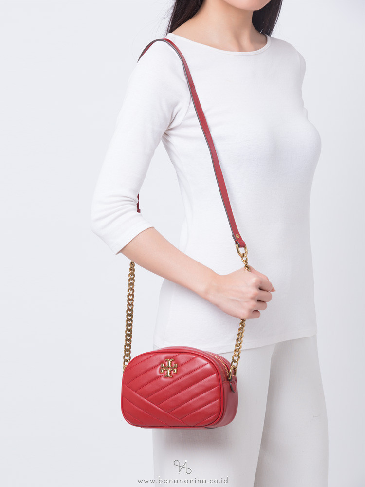 TORY BURCH Kira Chevron Small Camera Bag Red Apple